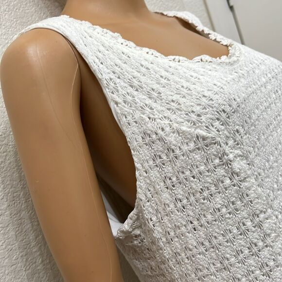 Robbie Bee Signature White Sundress Size 22W Sleeveless Scoop Neck Midi Silky - Picture 3 of 10